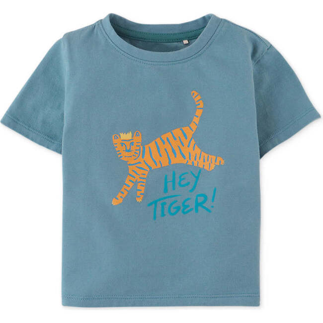 Baby Boys Tiger Print Tshirt, Blue - T-Shirts - 1