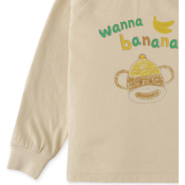 Baby Boys Wanna Banana Print Tshirt, Beige - T-Shirts - 4