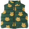 Baby Boys Tiger Heads All Over Print Reversible Vest, Green - Vests - 1 - thumbnail