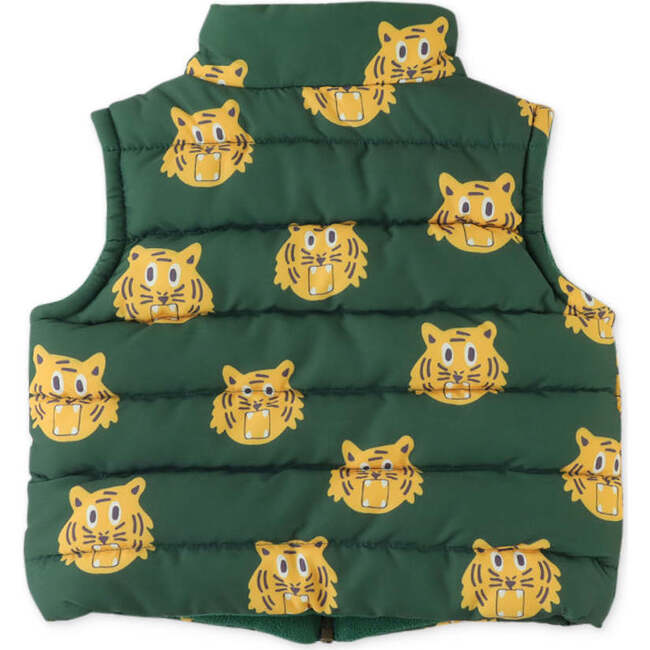 Baby Boys Tiger Heads All Over Print Reversible Vest, Green - Vests - 3