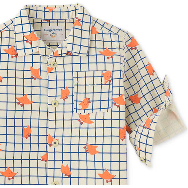 Baby Boys Fox Grid Print Shirt, Multi - Button Downs - 3