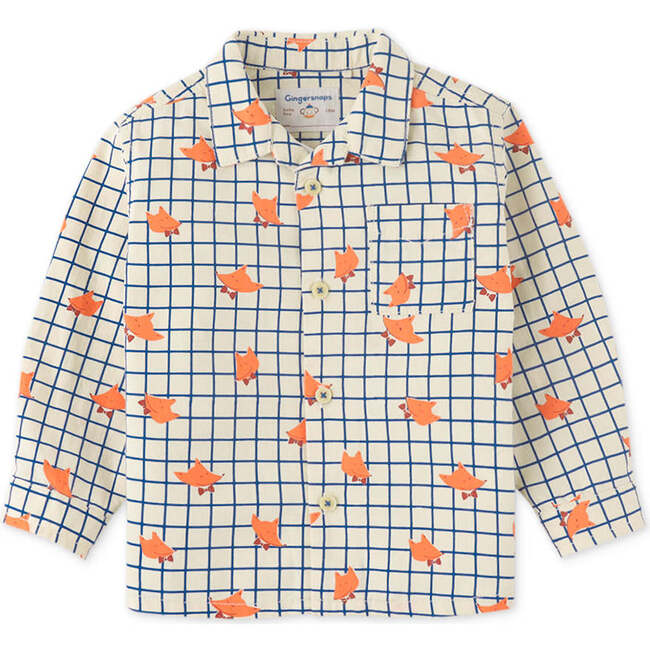 Baby Boys Fox Grid Print Shirt, Multi - Button Downs - 5