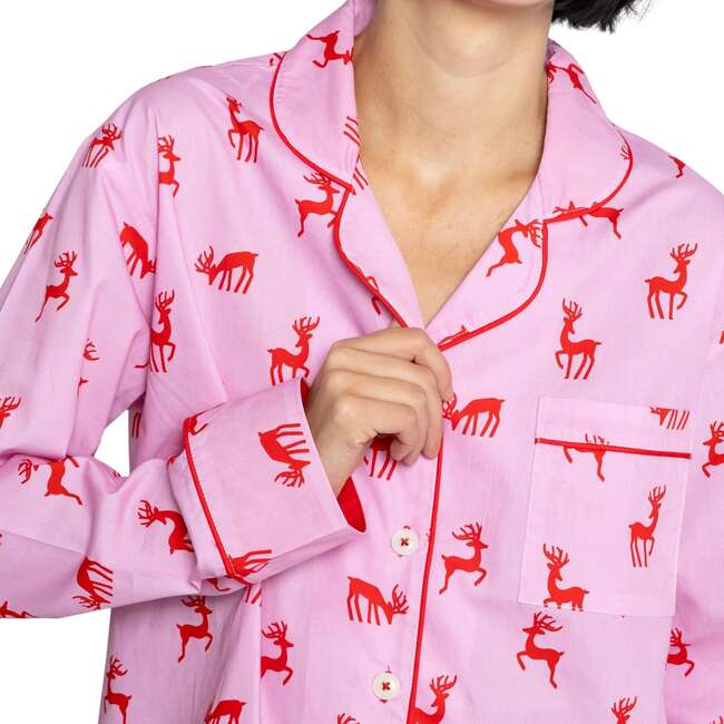 Women's Reindeer Pink Long PJ Set - Pajamas - 3