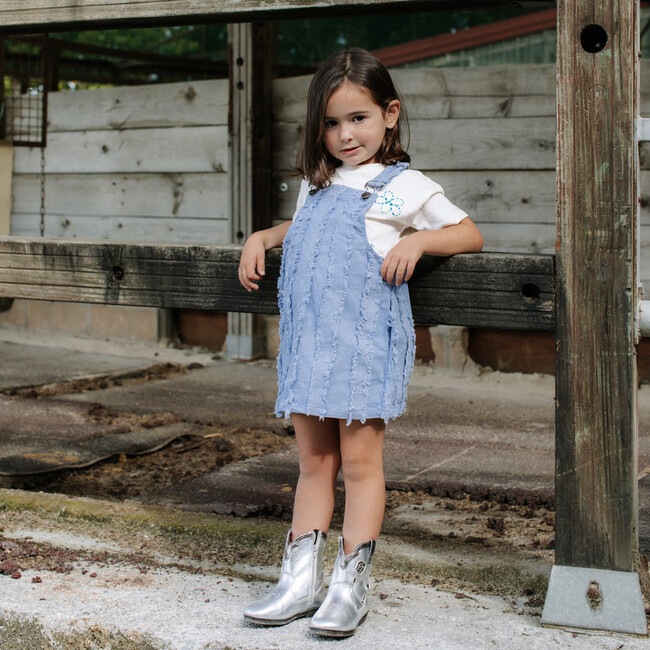 Striped Adjustable Buckle Denim Jumper Dress, Blue - Dresses - 2