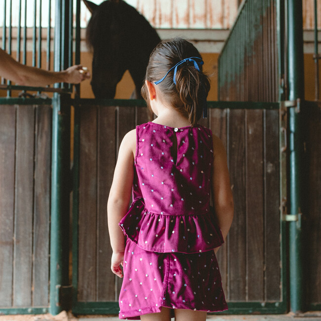 Red Sparkle Velvet Top & Skirt Set - Mixed Apparel Set - 3