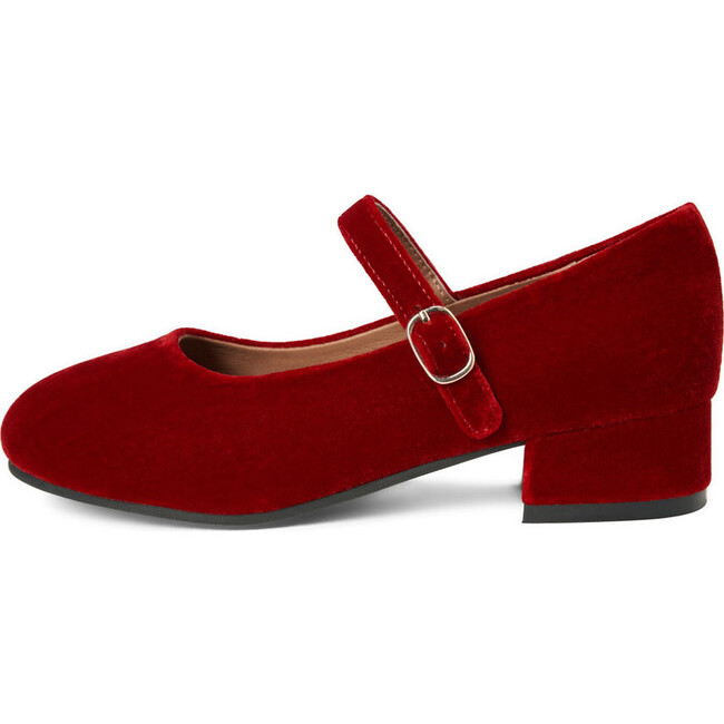 Sabine Velvet Wide Strap Round Toe Mary Jane Pumps, Red