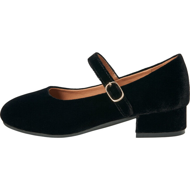 Sabine Velvet Wide Strap Round Toe Mary Jane Pumps, Black