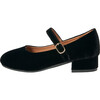 Sabine Velvet Wide Strap Round Toe Mary Jane Pumps, Black - Mary Janes - 1 - thumbnail