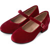 Sabine Velvet Wide Strap Round Toe Mary Jane Pumps, Red - Mary Janes - 2