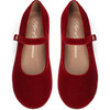 Sabine Velvet Wide Strap Round Toe Mary Jane Pumps, Red - Mary Janes - 3