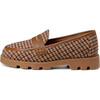 Paula Wool Plaid Chunky Sole Penny Loafers, Brown - Loafers - 1 - thumbnail