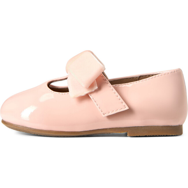 Yael Glossy Leather Velvet Bow T-Bar Strap Shoes, Pink