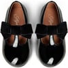 Yael Glossy Leather Velvet Bow T-Bar Strap Shoes, Black - T-Straps - 3