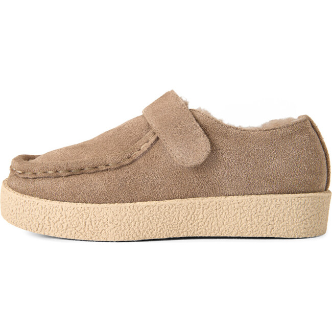 Liam Winter Soft Suede Velcro Strap Slip-On Boots, Dark Beige