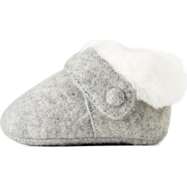 Mini Muni Wool Shearling Lined Velcro Strap Booties, Grey