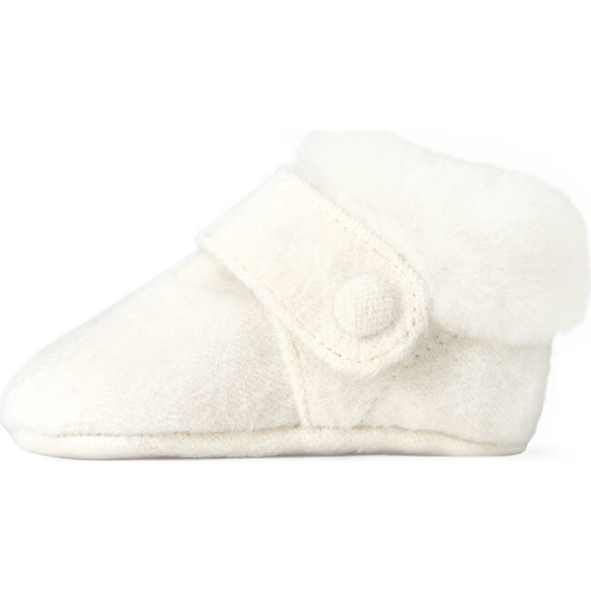 Mini Muni Wool Shearling Lined Velcro Strap Booties, White