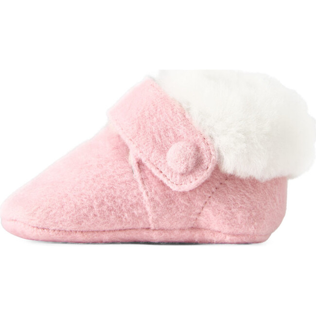 Mini Muni Wool Shearling Lined Velcro Strap Booties, Pink