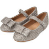 Ellen Lurex Bow Detail Buckle Strap Mary Jane Shoes, Grey - Mary Janes - 2