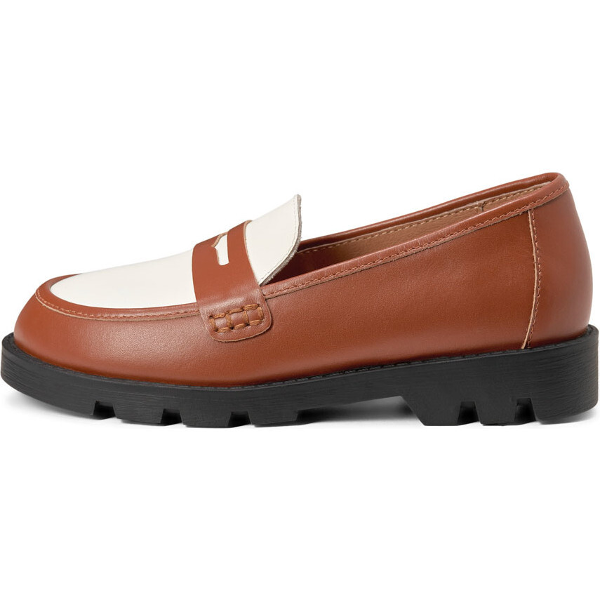Haven Penny Loafers, Brown & White - Loafers - 1