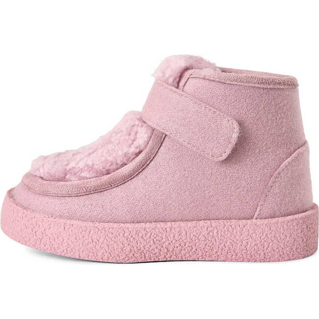 Kai Wool Fur Lined Velcro Strap Ankle Boots, Pink & Pink