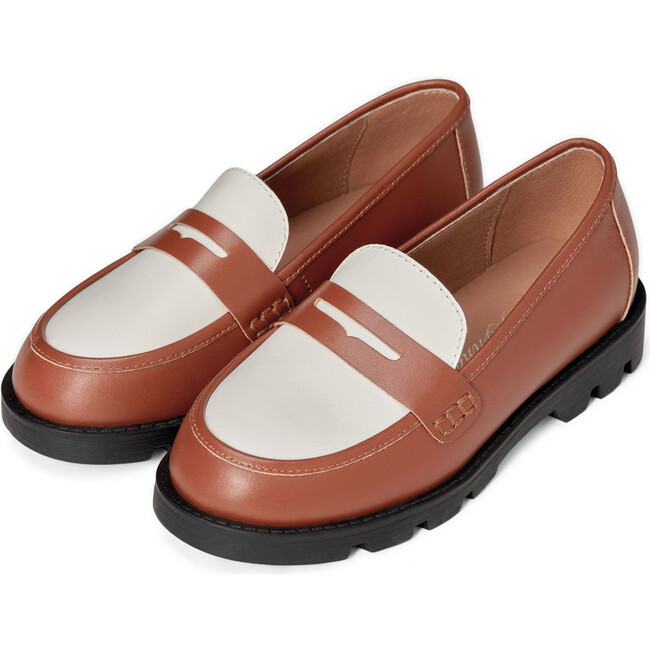 Haven Penny Loafers, Brown & White - Loafers - 2