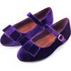 Ellen Velvet Bow Detail Buckle Strap Mary Jane Shoes, Violet - Mary Janes - 2