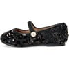 Elin 2.0 Sequins Pearl Button Mary Jane Shoes, Black - Mary Janes - 1 - thumbnail