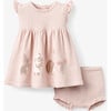 Garden Picnic Bunny Knit Dress, Pink - Dresses - 1 - thumbnail