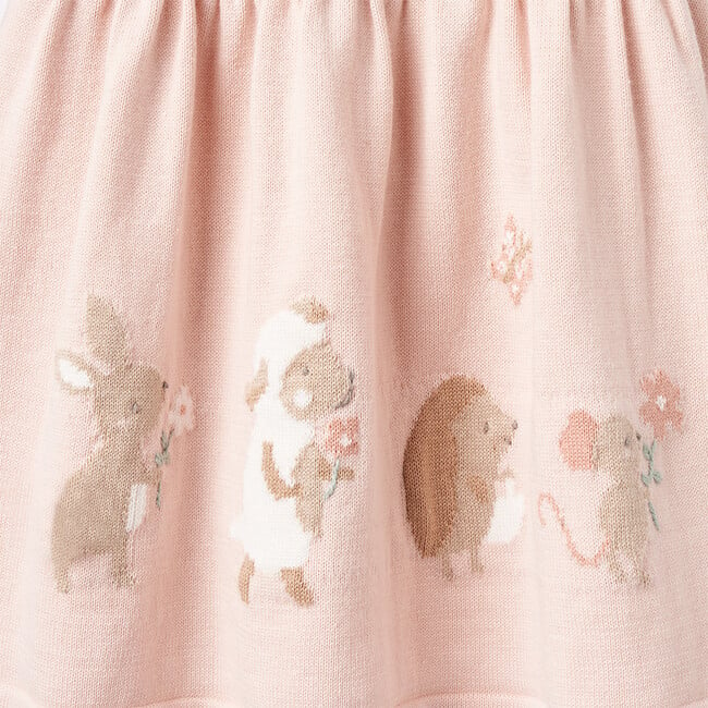 Garden Picnic Bunny Knit Dress, Pink - Dresses - 3