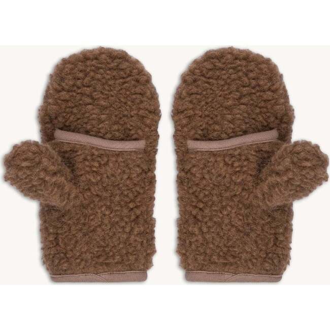 Kids Merino Wool Mittens 6y+, Teddy Brown - Gloves - 2