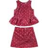 Red Sparkle Velvet Top & Skirt Set - Mixed Apparel Set - 1 - thumbnail