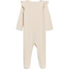 Addy Pointelle Flutter Sleeve Footed Romper, Ivory - Footie Pajamas - 1 - thumbnail