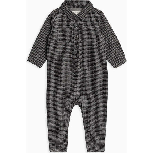 Locke Flannel Collar Romper, Houndstooth