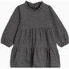 Neela Flannel Ruffle Neckline Long Sleeve Dress, Houndstooth - Dresses - 1 - thumbnail