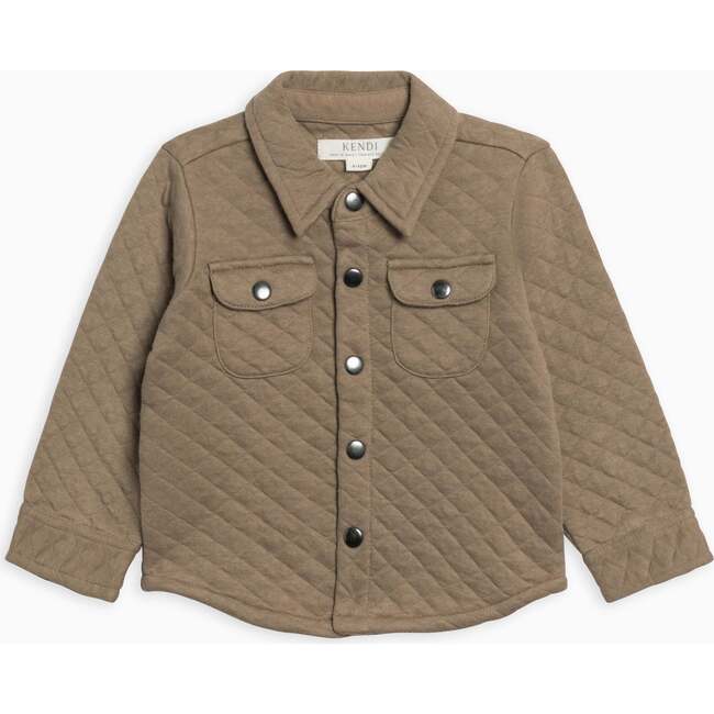 Liam Quilted Jacquard Collard Shirt, Taupe