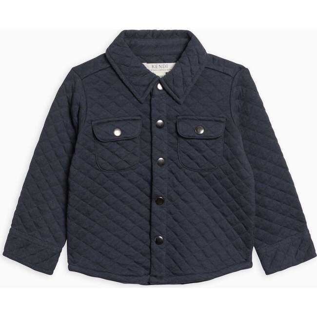 Liam Quilted Jacquard Collard Shirt, Navy