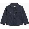 Liam Quilted Jacquard Collard Shirt, Navy - Shirts - 1 - thumbnail