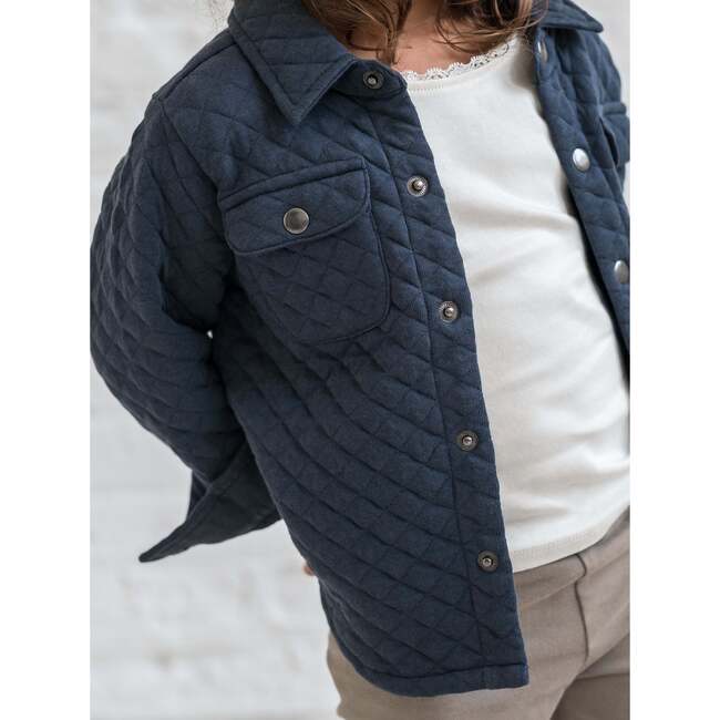 Liam Quilted Jacquard Collard Shirt, Navy - Shirts - 2