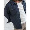 Liam Quilted Jacquard Collard Shirt, Navy - Shirts - 2