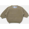 Chunky Ribbed Knit Round Neck Long Sleeve Wide Boxy Fit Sweater, Olive & Blue - Sweaters - 1 - thumbnail