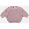 Chunky Ribbed Knit Round Neck Long Sleeve Wide Boxy Fit Sweater, Ash Rose & Grey - Sweaters - 1 - thumbnail