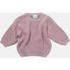 Chunky Ribbed Knit Round Neck Long Sleeve Wide Boxy Fit Sweater, Ash Rose & Grey - Sweaters - 3