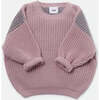 Chunky Ribbed Knit Round Neck Long Sleeve Wide Boxy Fit Sweater, Ash Rose & Grey - Sweaters - 4