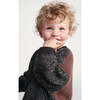 Chunky Ribbed Knit Round Neck Long Sleeve Wide Boxy Fit Sweater, Black Melange & Brown - Sweaters - 2