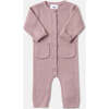 Chunky Ribbed Knit Round Neck Long Sleeve Fitted Romper, Ash Rose - Rompers - 1 - thumbnail