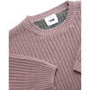 Chunky Ribbed Knit Round Neck Long Sleeve Wide Boxy Fit Sweater, Ash Rose & Grey - Sweaters - 6