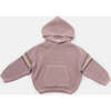 Chunky Ribbed Knit Long Sleeve Front Pocket Boxy Fit Hooded Sweater, Ash Rose - Sweatshirts - 1 - thumbnail