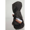 Chunky Ribbed Knit Long Sleeve Front Pocket Boxy Fit Hooded Sweater, Black Melange - Sweatshirts - 2