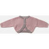 Chunky Ribbed Knit Long Sleeve Drop Shoulder Bolero Cardigan, Ash Rose & Grey - Cardigans - 1 - thumbnail