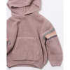 Chunky Ribbed Knit Long Sleeve Front Pocket Boxy Fit Hooded Sweater, Ash Rose - Sweatshirts - 4